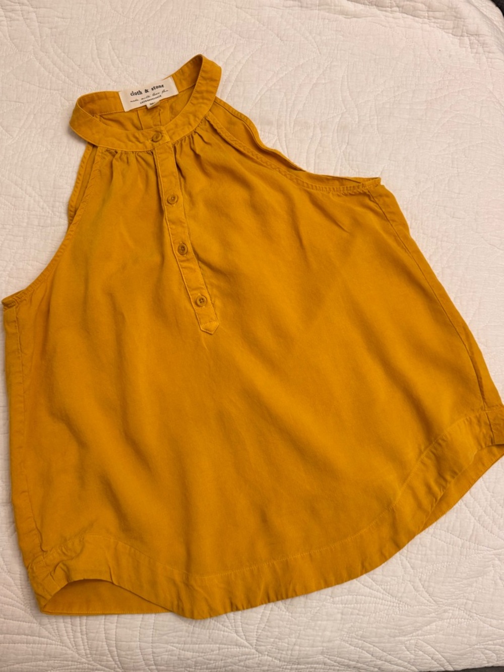 Anthropologie Mustard Halter Tank Top - Golden Yellow